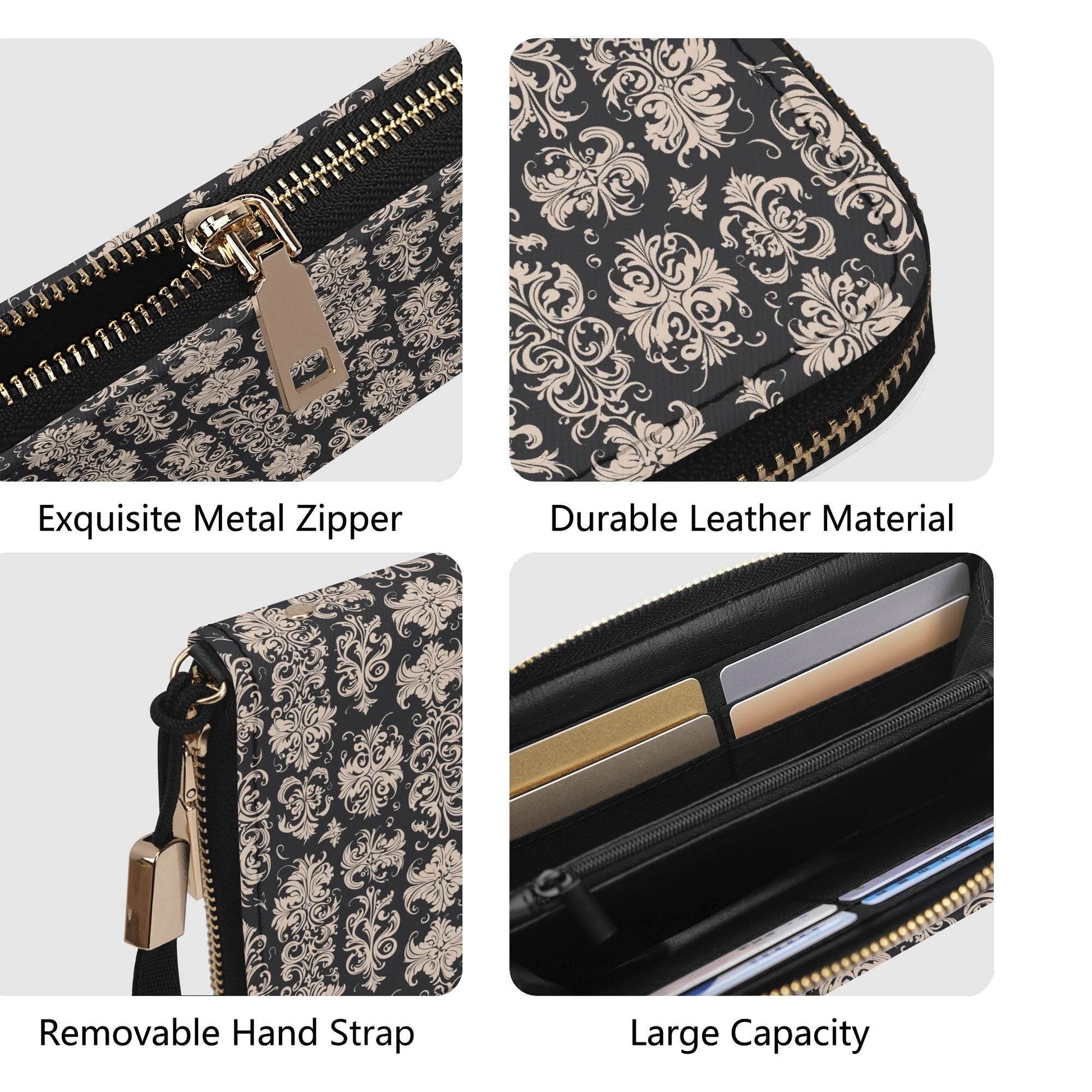 Gothic Emblem Women's Leather Zipper Wristlet Wallet - DeRose Seasonal