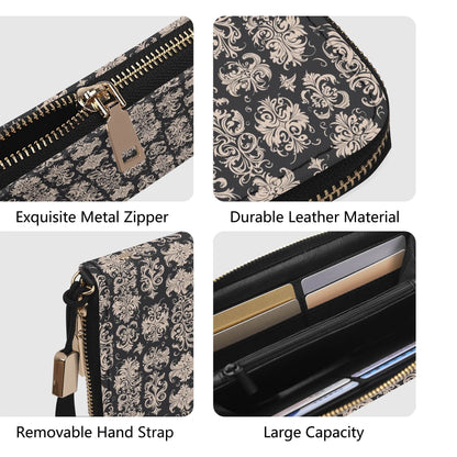 Gothic Emblem Women's Leather Zipper Wristlet Wallet - DeRose Seasonal