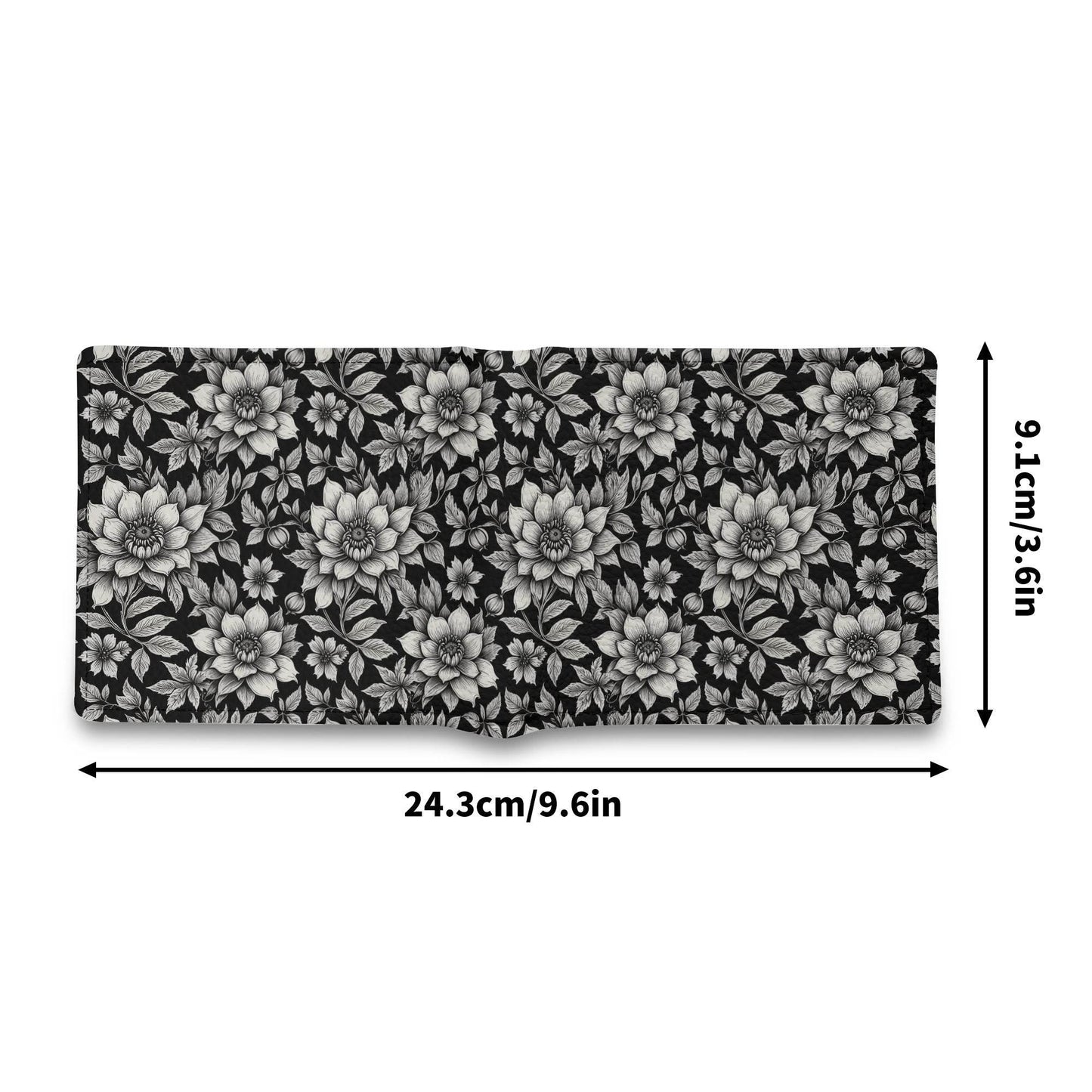 Black and White Bloom Leather Folded Men's Wallet - DeRose Seasonal