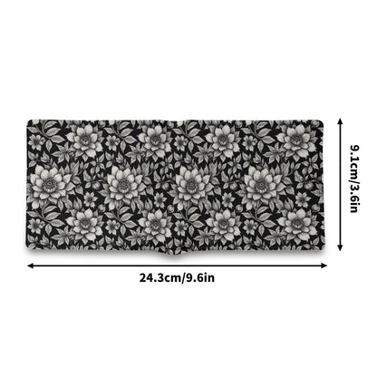 Black and White Bloom Leather Folded Men's Wallet - DeRose Seasonal