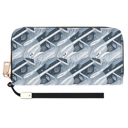 Blue Wind Women's Leather Zipper Wristlet Wallet - DeRose Seasonal