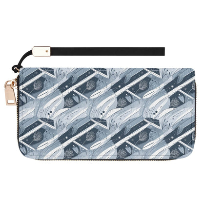 Blue Wind Women's Leather Zipper Wristlet Wallet - DeRose Seasonal