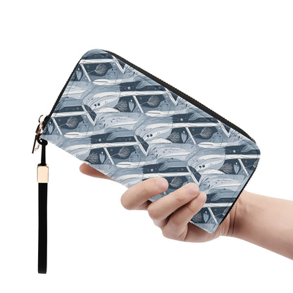 Blue Wind Women's Leather Zipper Wristlet Wallet - DeRose Seasonal