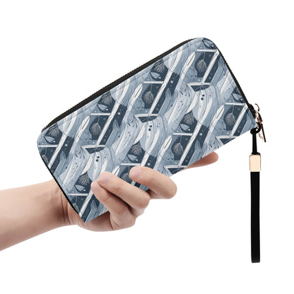 Blue Wind Women's Leather Zipper Wristlet Wallet - DeRose Seasonal