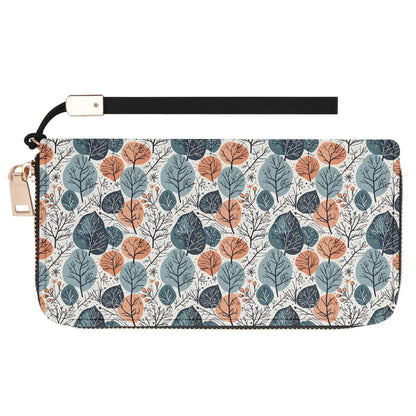 Freezing Leaves Women's Leather Zipper Wristlet Wallet - DeRose Seasonal