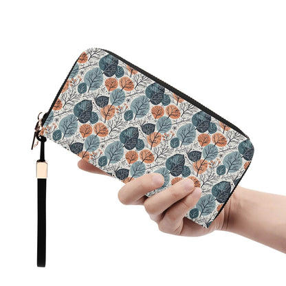 Freezing Leaves Women's Leather Zipper Wristlet Wallet - DeRose Seasonal