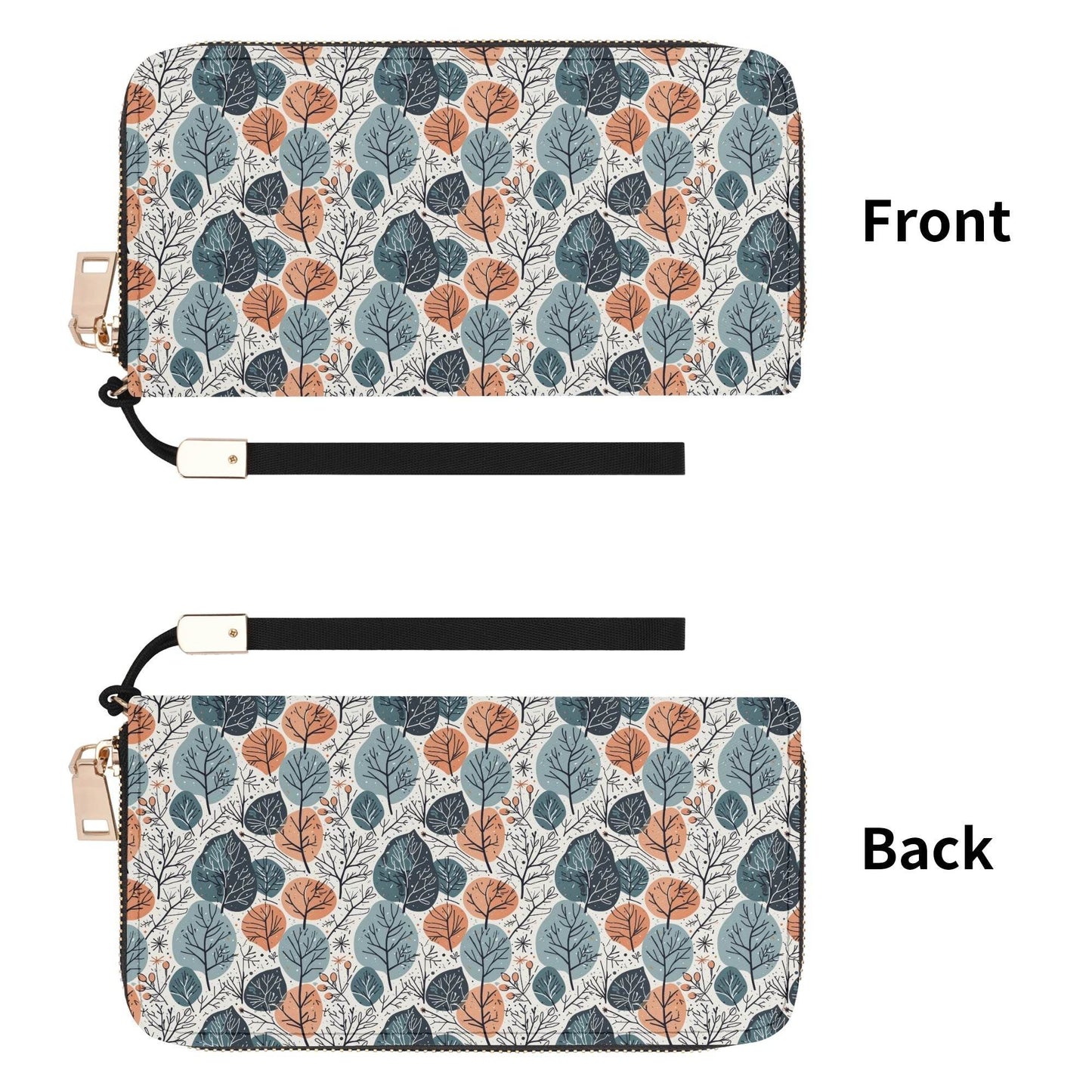 Freezing Leaves Women's Leather Zipper Wristlet Wallet - DeRose Seasonal