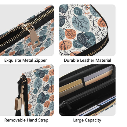 Freezing Leaves Women's Leather Zipper Wristlet Wallet - DeRose Seasonal
