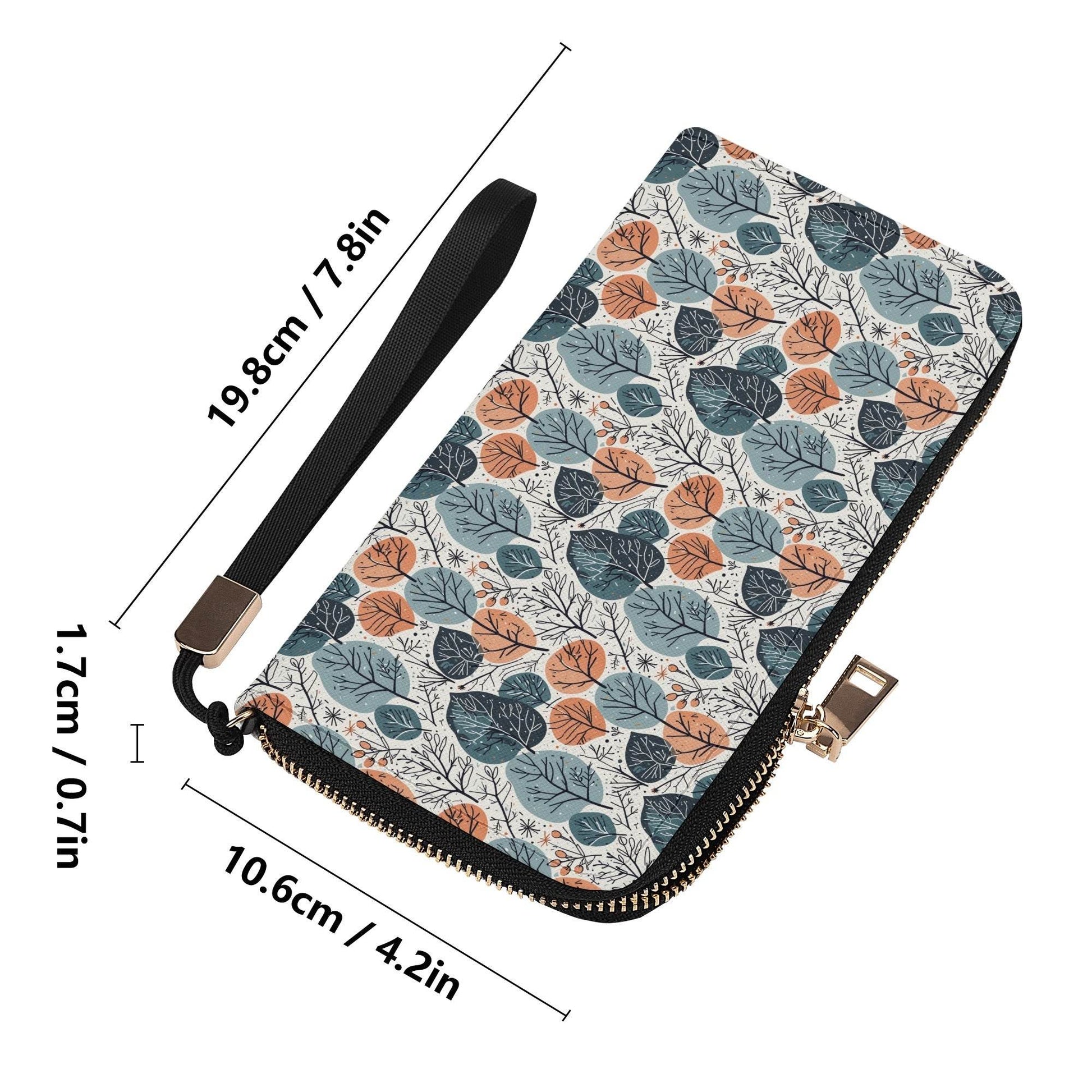 Freezing Leaves Women's Leather Zipper Wristlet Wallet - DeRose Seasonal