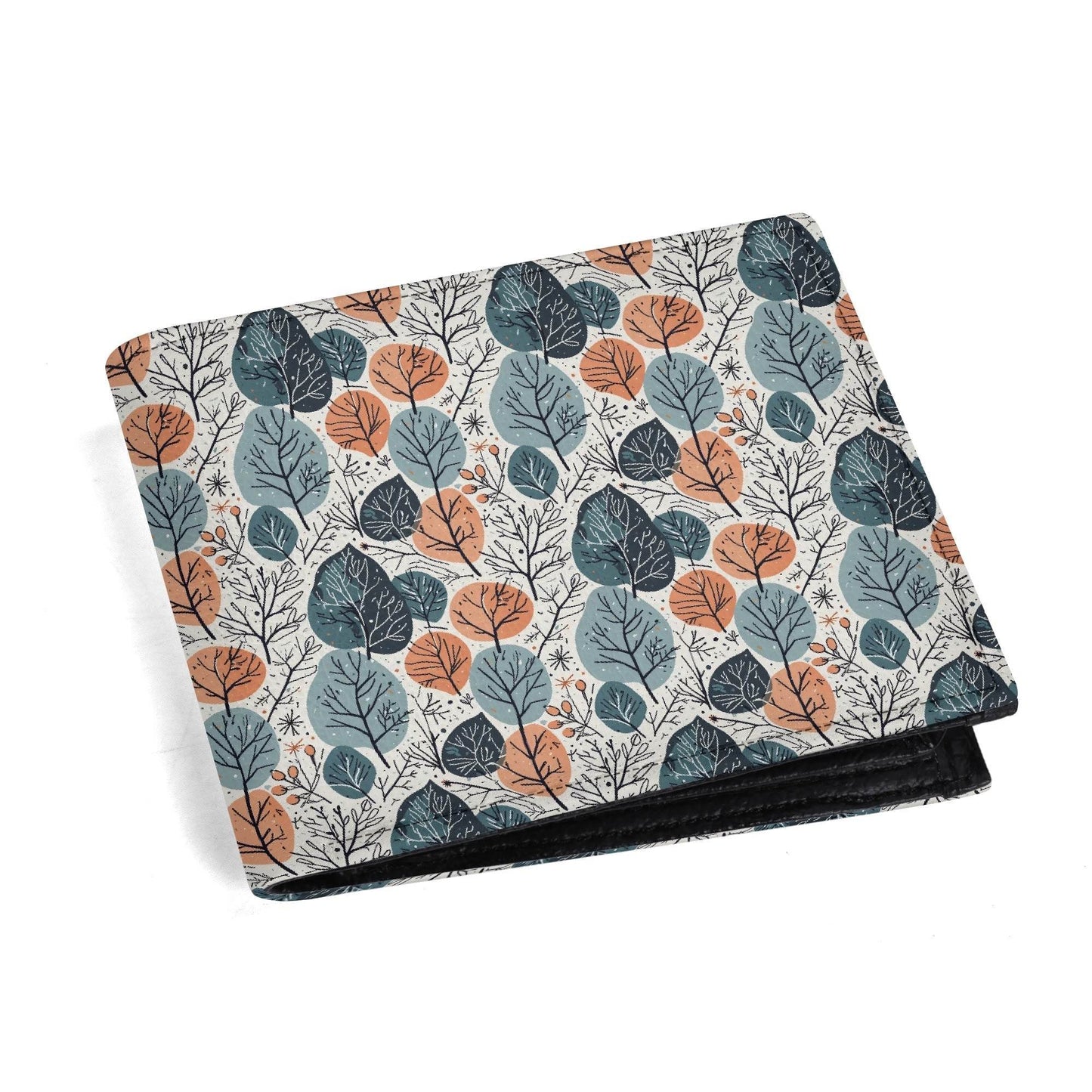 Freezing Leaves Men's Leather Folded Wallet - DeRose Seasonal