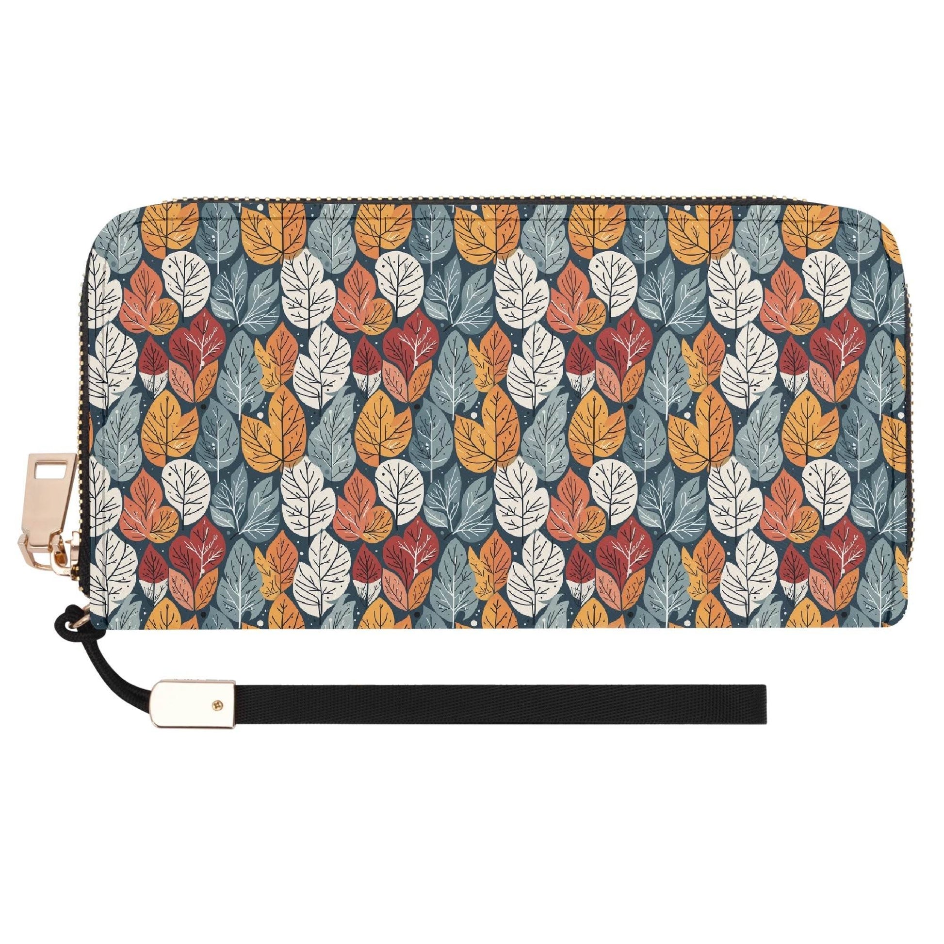 Fall Into Winter Women's Leather Zipper Wristlet Wallet - DeRose Seasonal