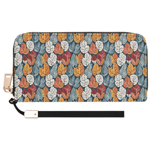 Fall Into Winter Women's Leather Zipper Wristlet Wallet - DeRose Seasonal