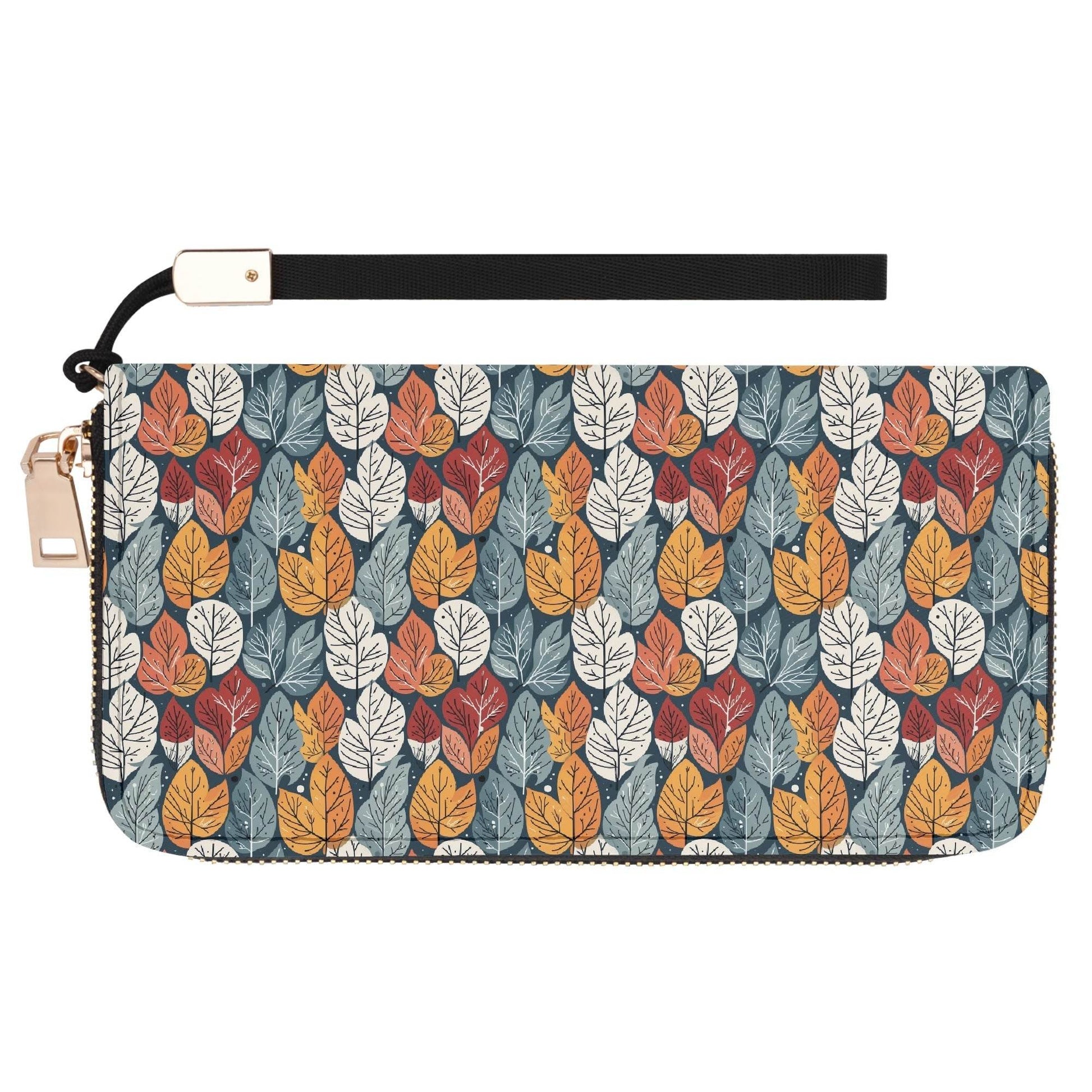Fall Into Winter Women's Leather Zipper Wristlet Wallet - DeRose Seasonal