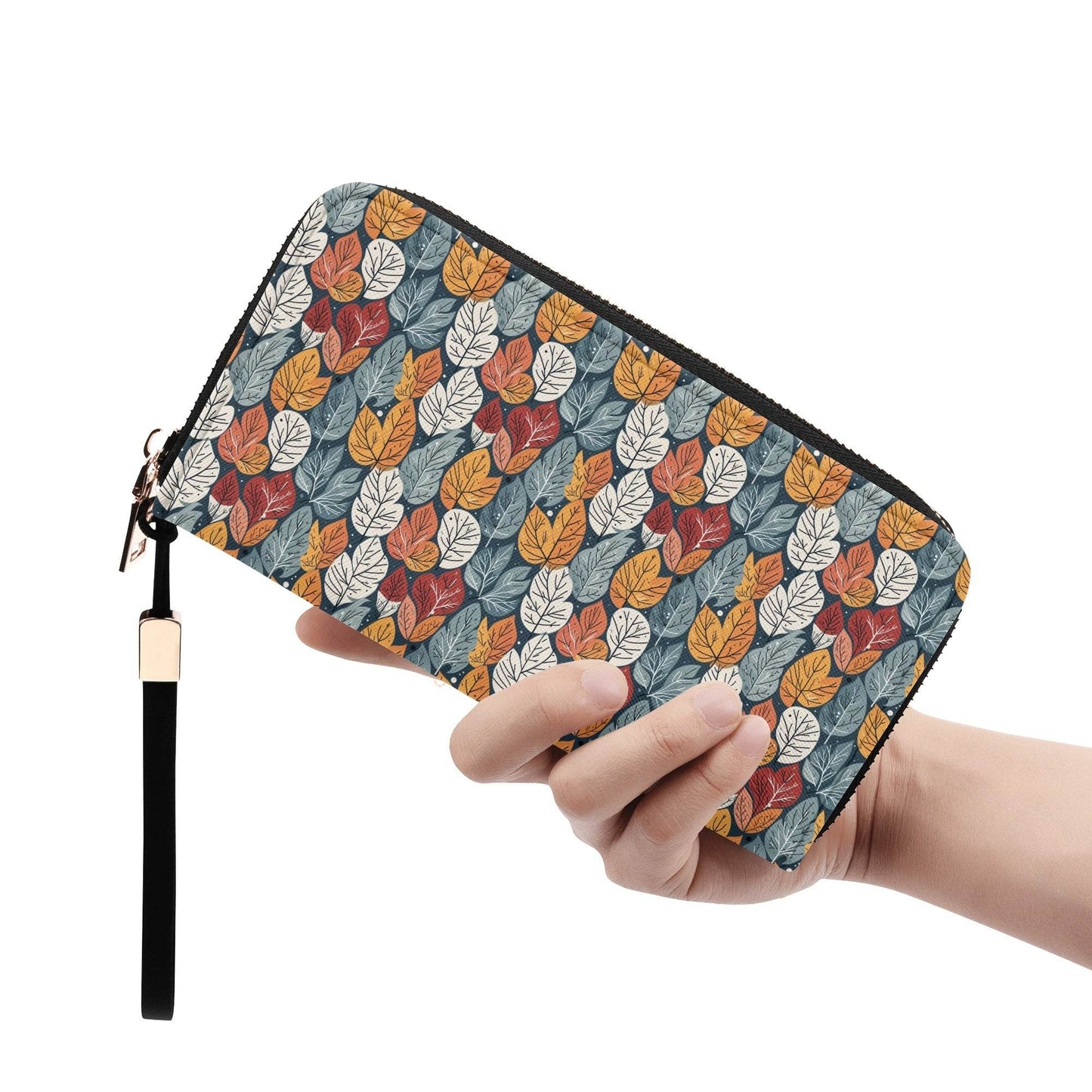 Fall Into Winter Women's Leather Zipper Wristlet Wallet - DeRose Seasonal