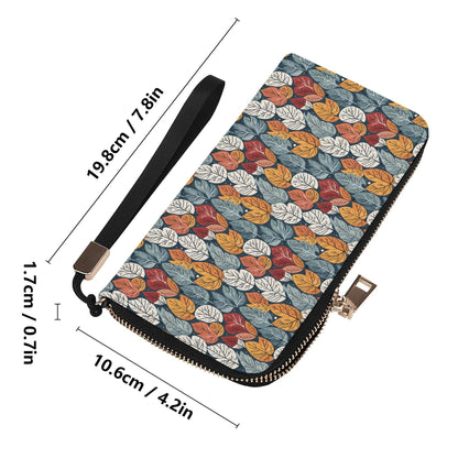 Fall Into Winter Women's Leather Zipper Wristlet Wallet - DeRose Seasonal