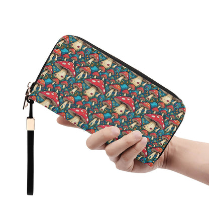Deathcap Mushroom Women's Leather Zipper Wristlet Wallet - DeRose Seasonal