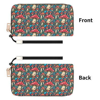 Deathcap Mushroom Women's Leather Zipper Wristlet Wallet - DeRose Seasonal