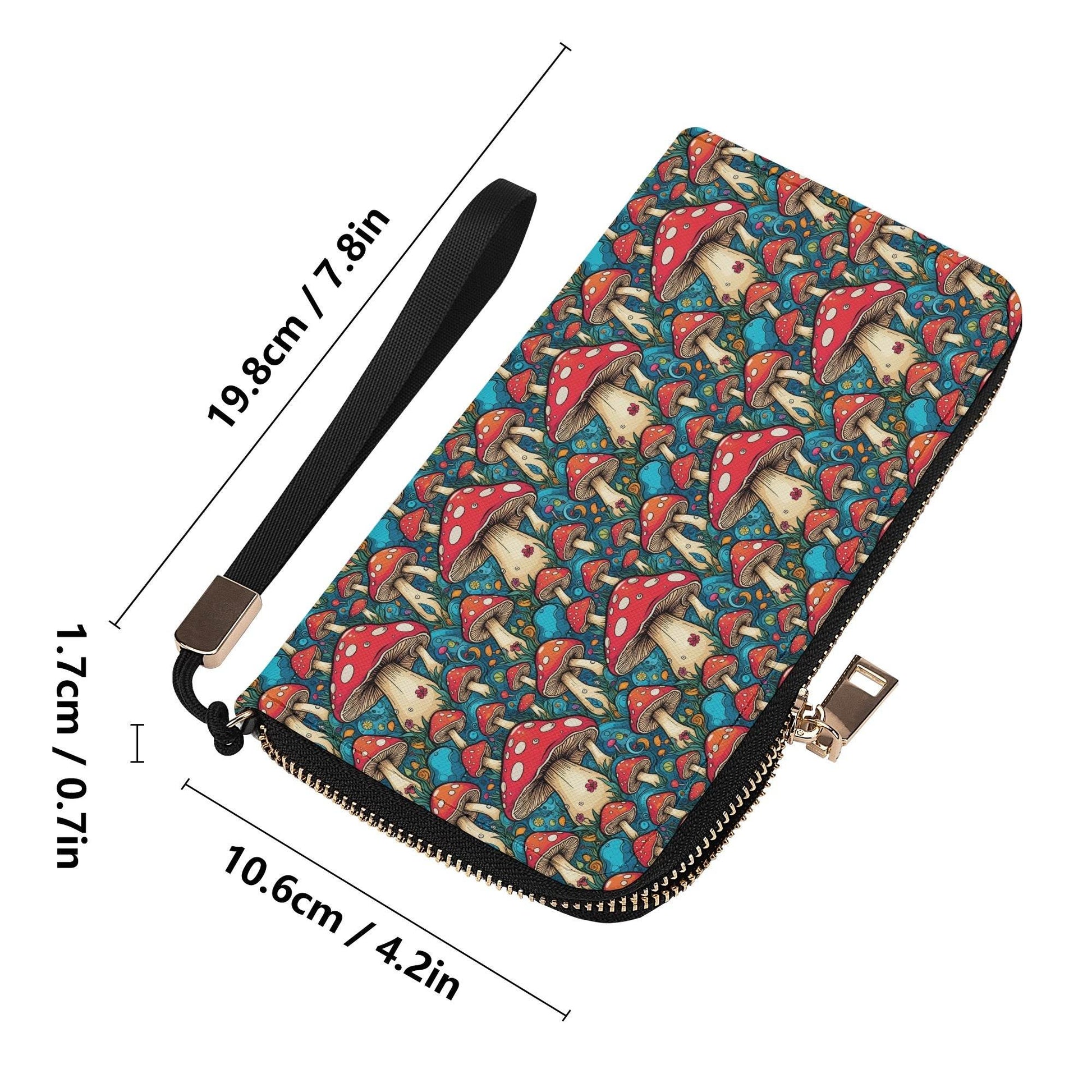 Deathcap Mushroom Women's Leather Zipper Wristlet Wallet - DeRose Seasonal