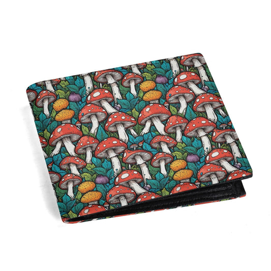 Colored Mushroom Men's Leather Folded Wallet - DeRose Seasonal