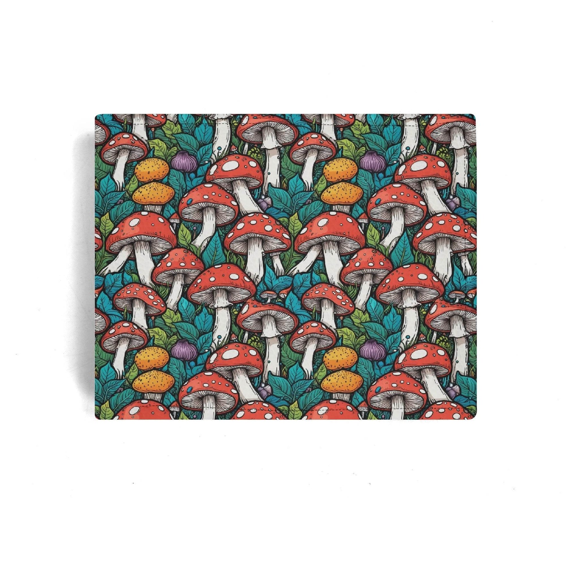 Colored Mushroom Men's Leather Folded Wallet - DeRose Seasonal