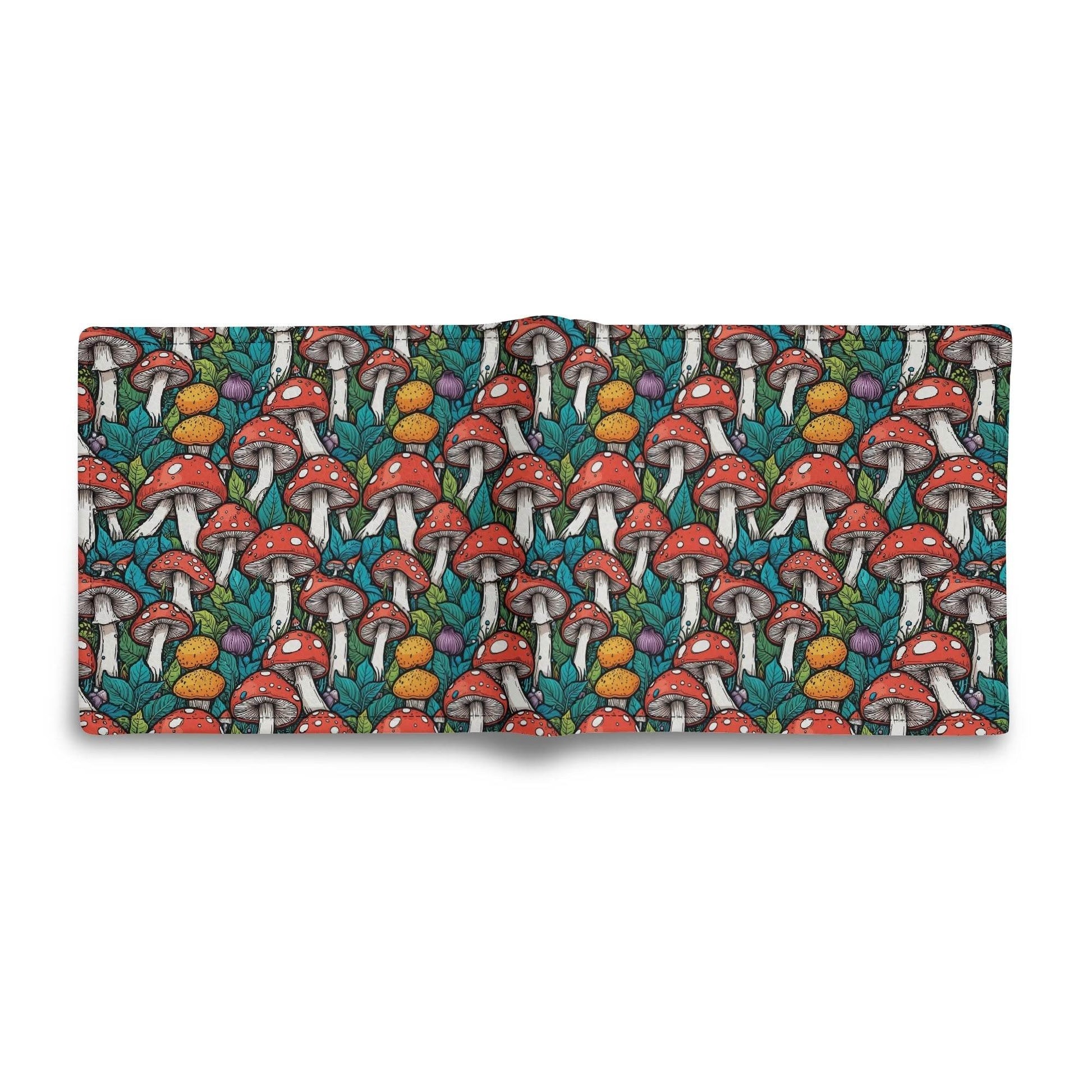 Colored Mushroom Men's Leather Folded Wallet - DeRose Seasonal