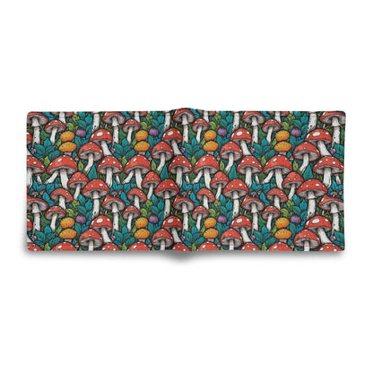 Colored Mushroom Men's Leather Folded Wallet - DeRose Seasonal