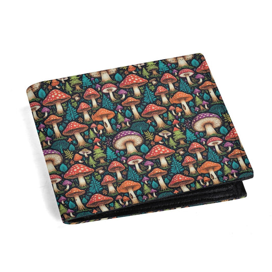 Forest Mushroom Men's Leather Folded Wallet - DeRose Seasonal