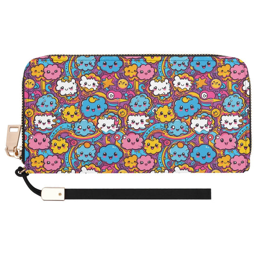 Cute Clouds Women's Leather Zipper Wristlet Wallet - DeRose Seasonal