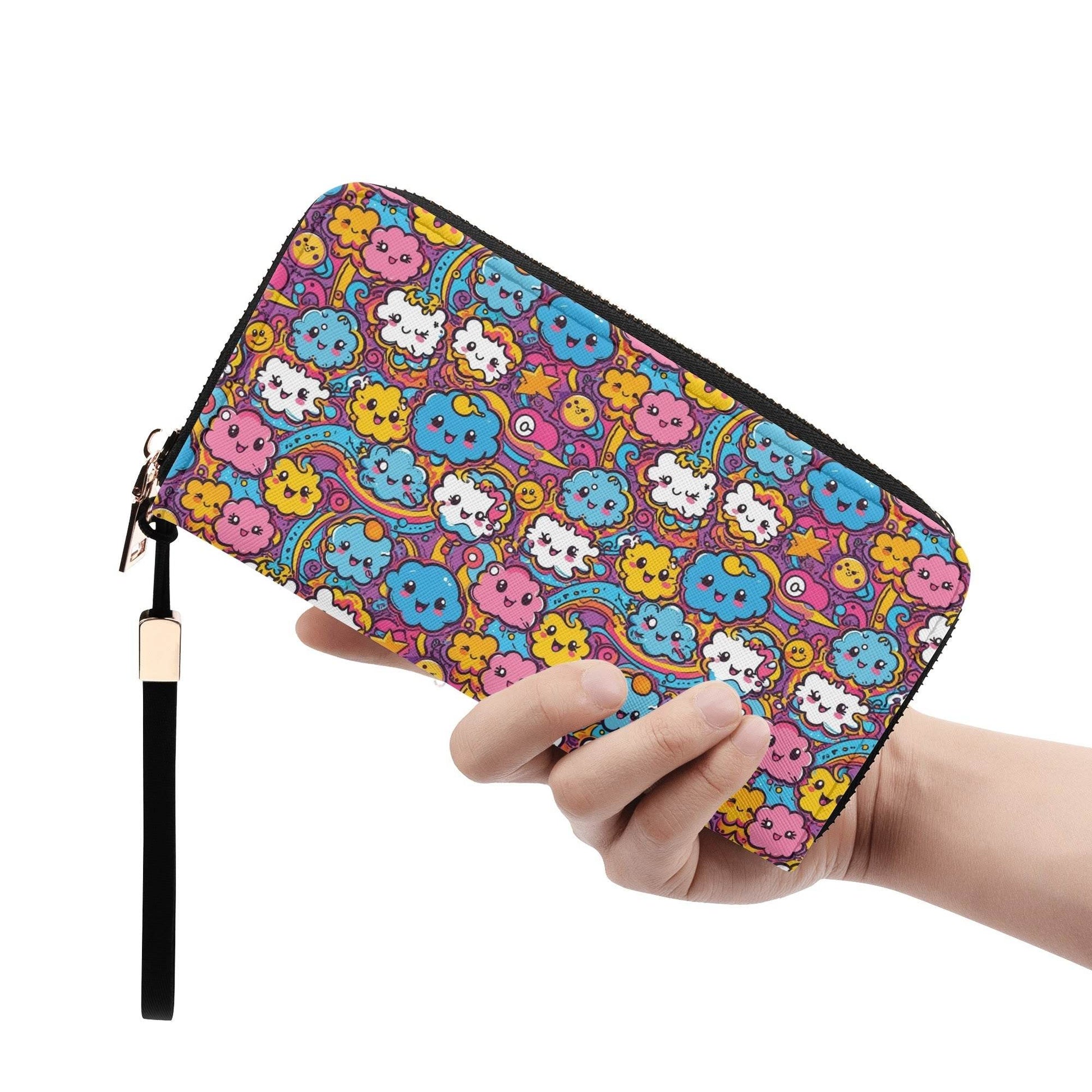 Cute Clouds Women's Leather Zipper Wristlet Wallet - DeRose Seasonal