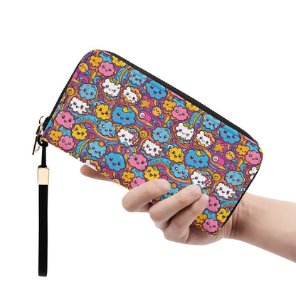 Cute Clouds Women's Leather Zipper Wristlet Wallet - DeRose Seasonal