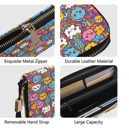 Cute Clouds Women's Leather Zipper Wristlet Wallet - DeRose Seasonal