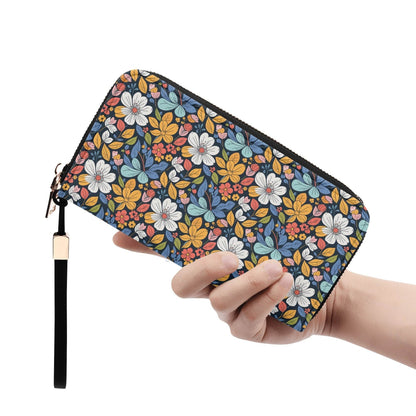 Bright Flowers Women's Leather Zipper Wristlet Wallet - DeRose Seasonal