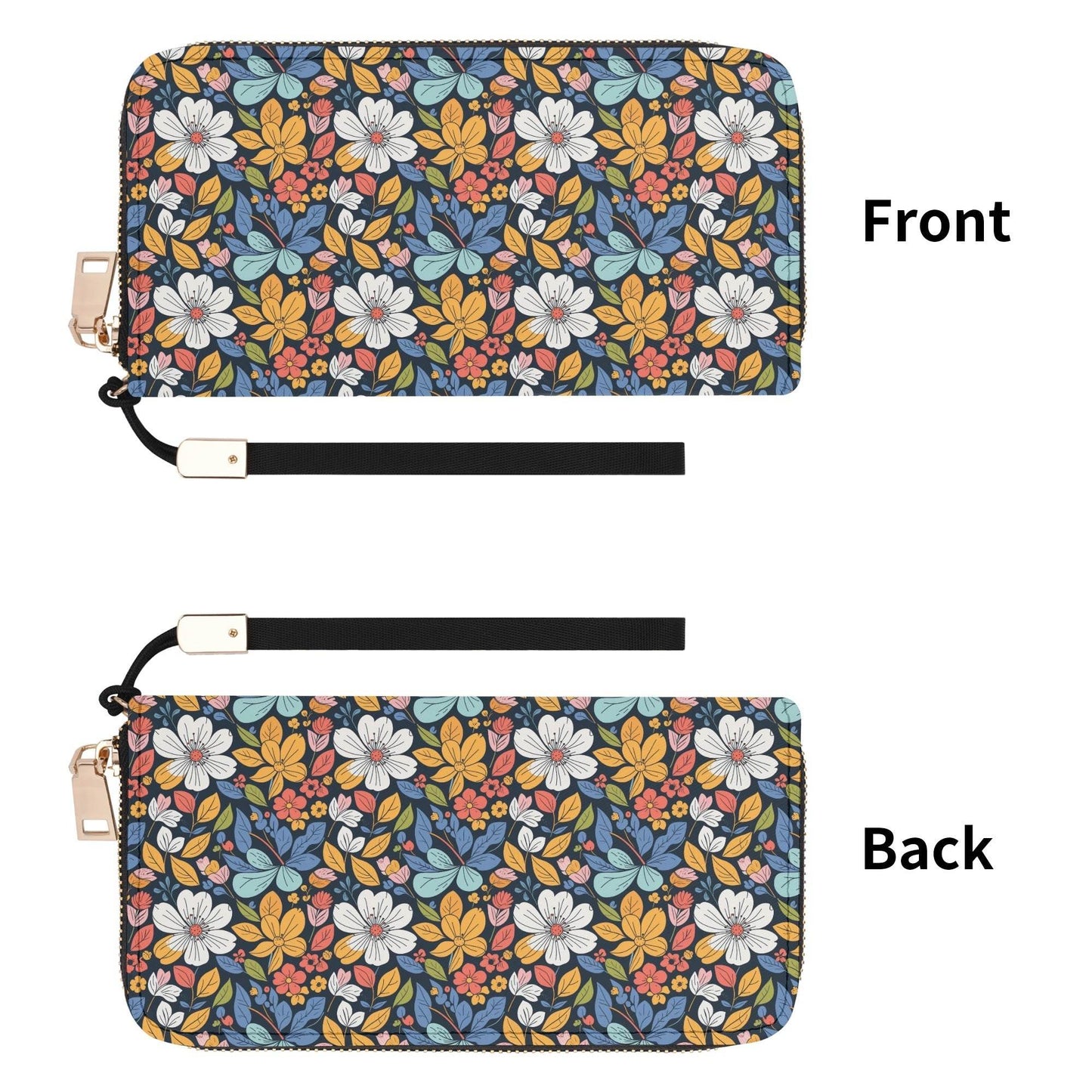 Bright Flowers Women's Leather Zipper Wristlet Wallet - DeRose Seasonal