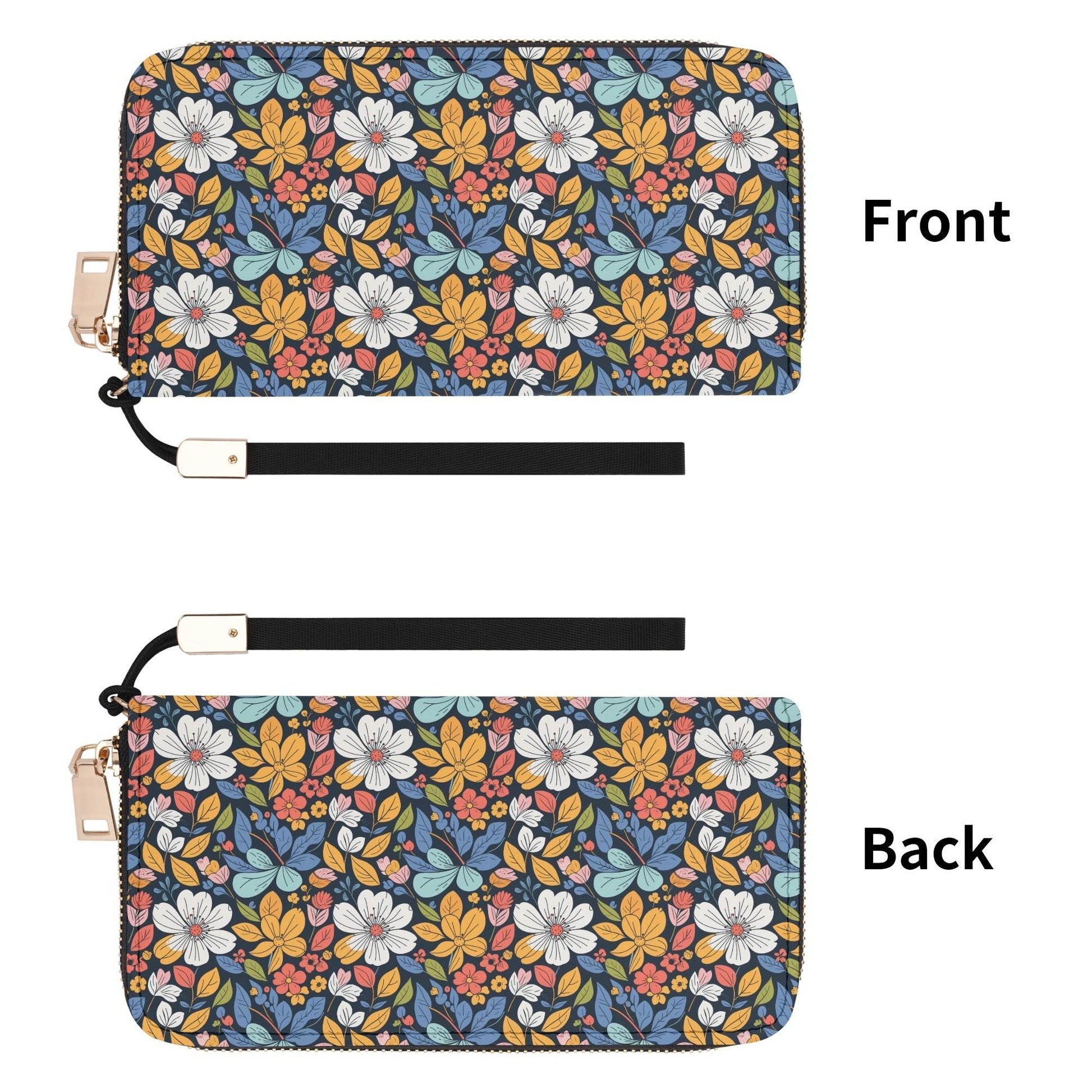 Bright Flowers Women's Leather Zipper Wristlet Wallet - DeRose Seasonal