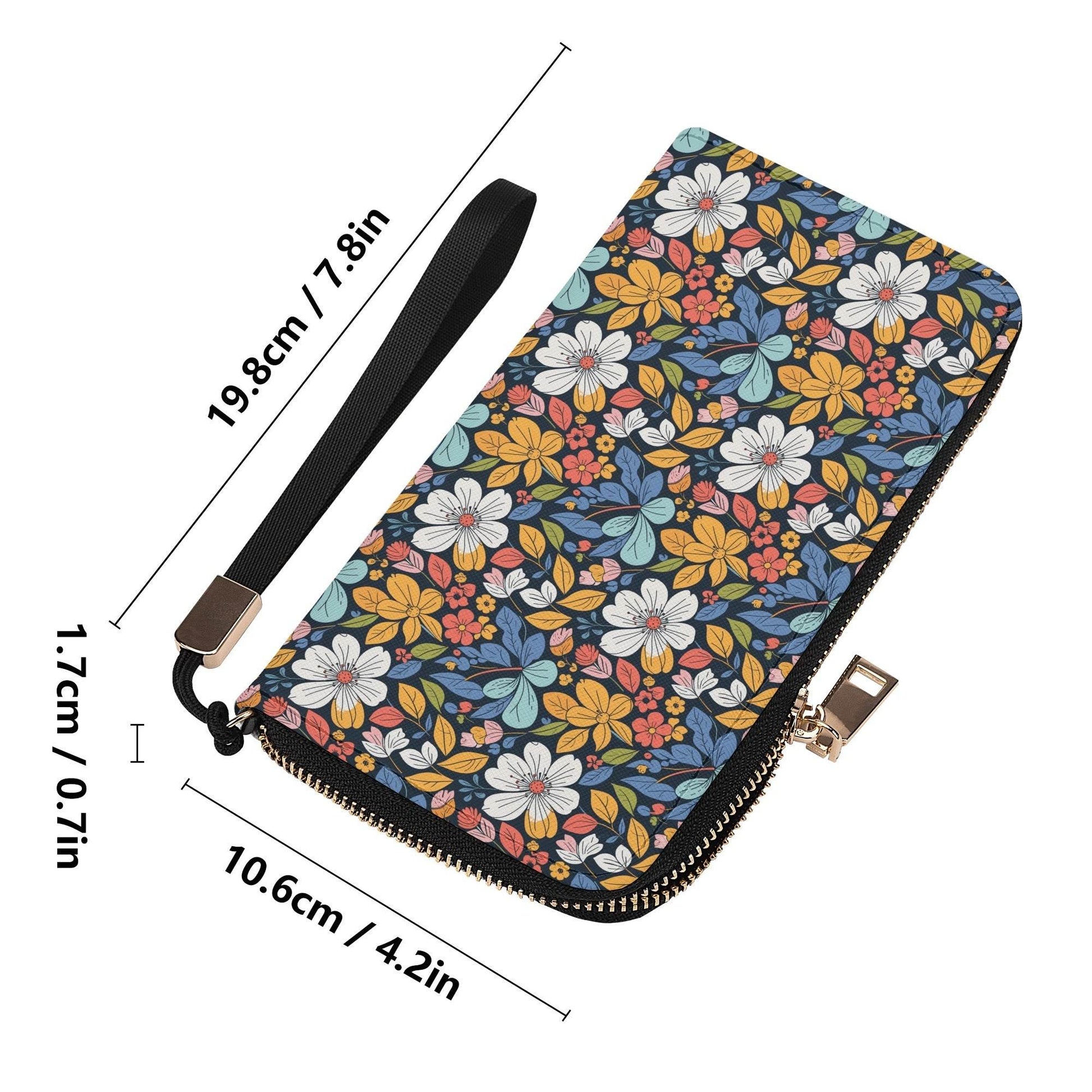 Bright Flowers Women's Leather Zipper Wristlet Wallet - DeRose Seasonal