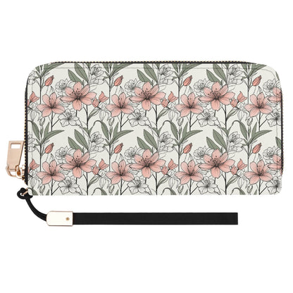 Japan Floral Women's Leather Zipper Wristlet Wallet - DeRose Seasonal