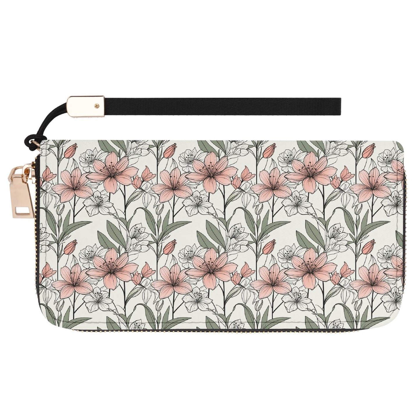 Japan Floral Women's Leather Zipper Wristlet Wallet - DeRose Seasonal