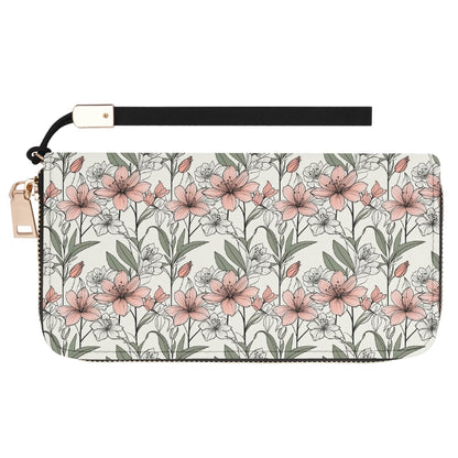 Japan Floral Women's Leather Zipper Wristlet Wallet - DeRose Seasonal