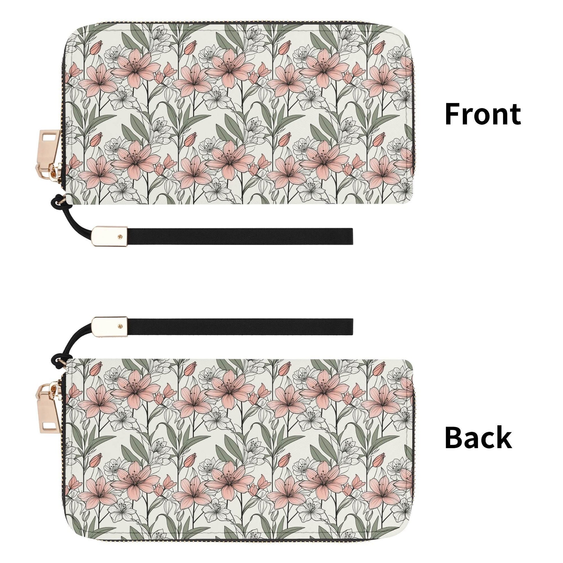 Japan Floral Women's Leather Zipper Wristlet Wallet - DeRose Seasonal