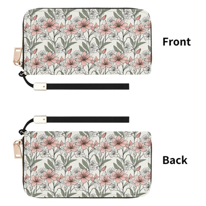 Japan Floral Women's Leather Zipper Wristlet Wallet - DeRose Seasonal