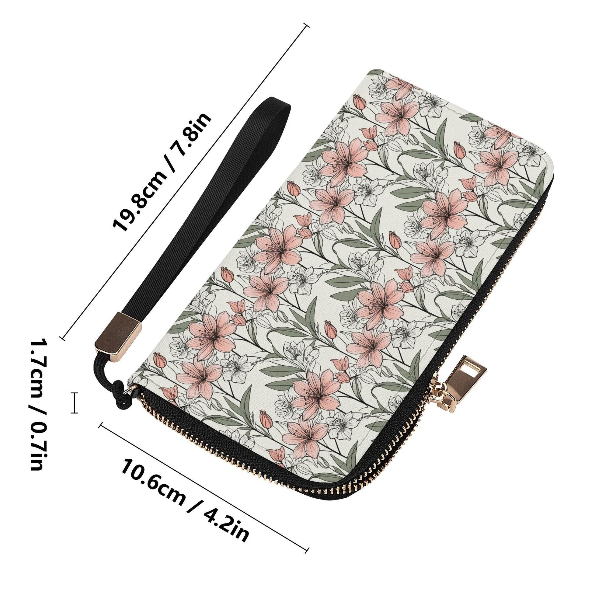 Japan Floral Women's Leather Zipper Wristlet Wallet - DeRose Seasonal