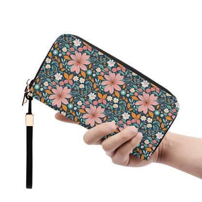 Wild Flowers Women's Leather Zipper Wristlet Wallet - DeRose Seasonal