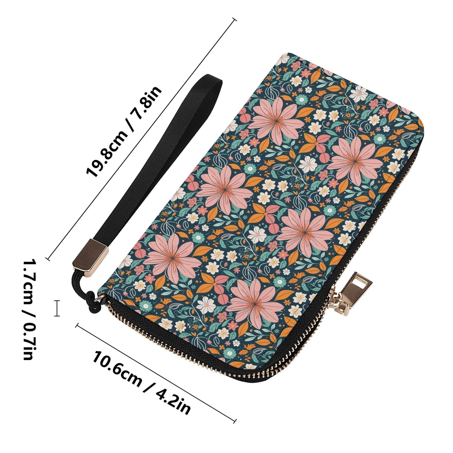 Wild Flowers Women's Leather Zipper Wristlet Wallet - DeRose Seasonal