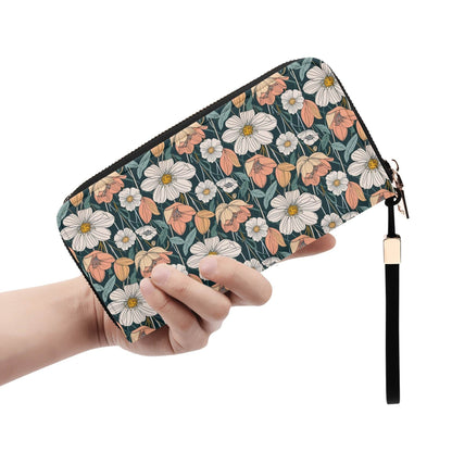 Tulips and Daisy's Women's Leather Zipper Wristlet Wallet - DeRose Seasonal