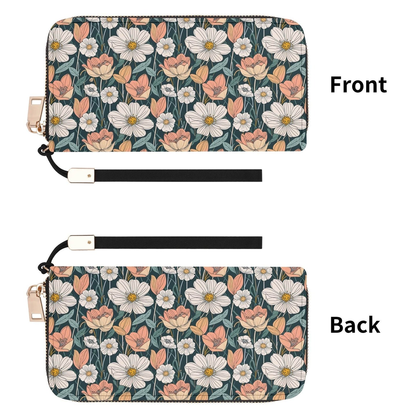 Tulips and Daisy's Women's Leather Zipper Wristlet Wallet - DeRose Seasonal