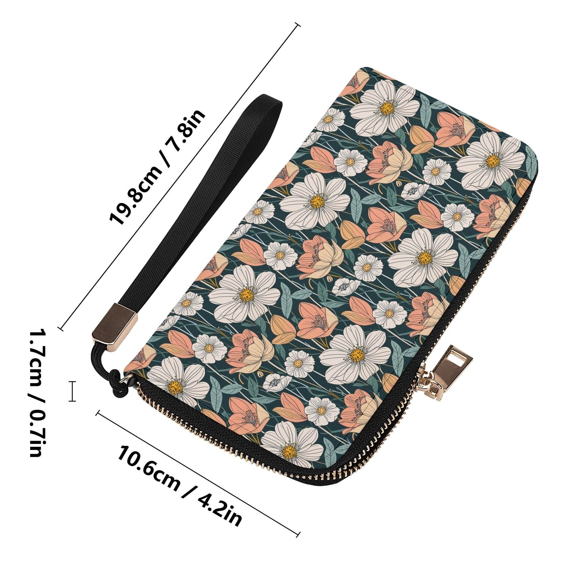 Tulips and Daisy's Women's Leather Zipper Wristlet Wallet - DeRose Seasonal
