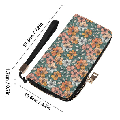 Pastel Flowers Women's Leather Zipper Wristlet Wallet - DeRose Seasonal