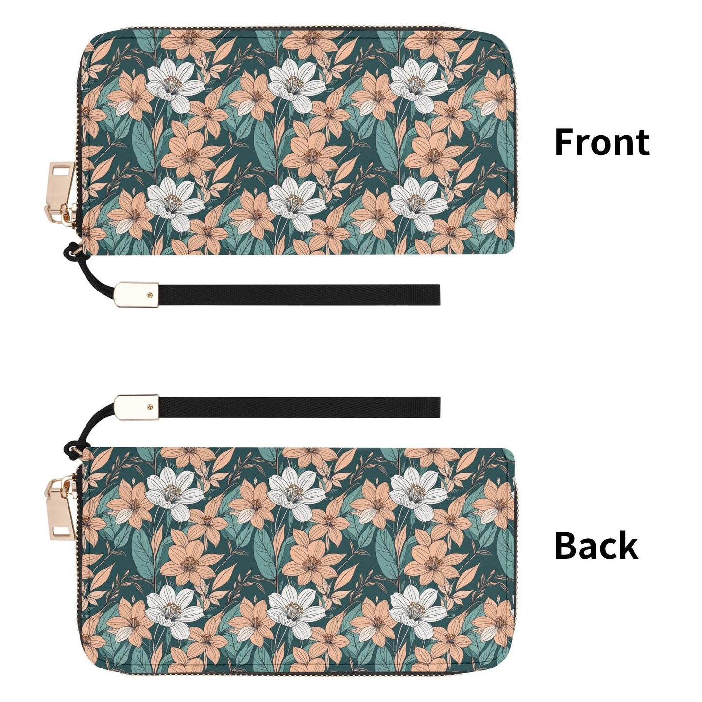 Pastel Floral Women's Leather Zipper Wristlet Wallet - DeRose Seasonal
