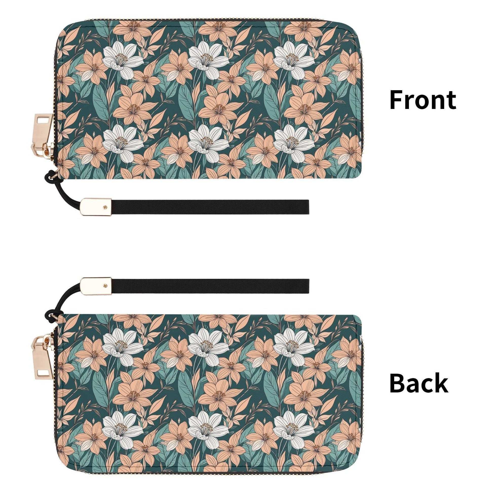 Pastel Floral Women's Leather Zipper Wristlet Wallet - DeRose Seasonal