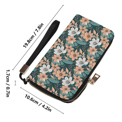 Pastel Floral Women's Leather Zipper Wristlet Wallet - DeRose Seasonal